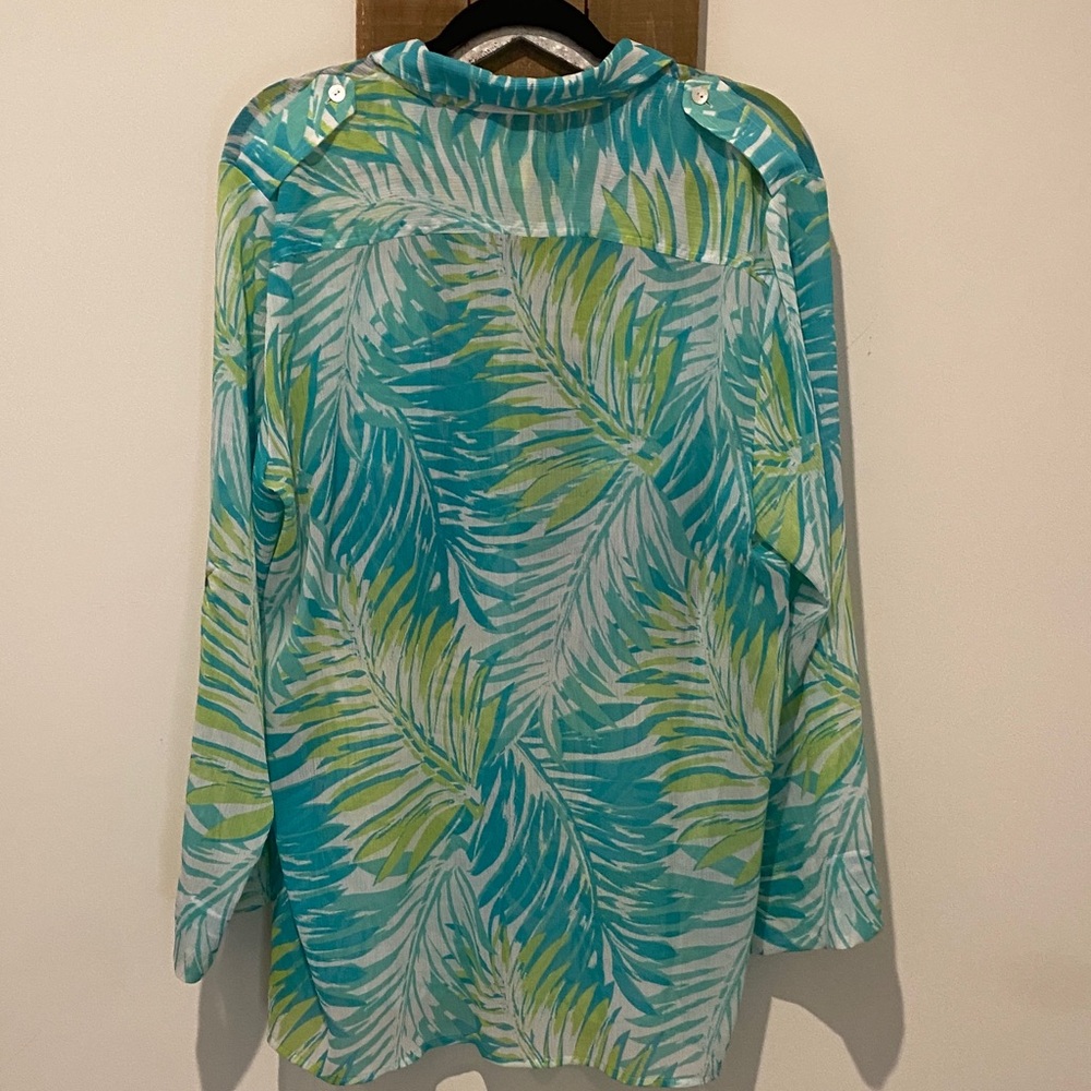 Ruby Rd. Tropical Leaf Print Button Down Shirt - … - image 6